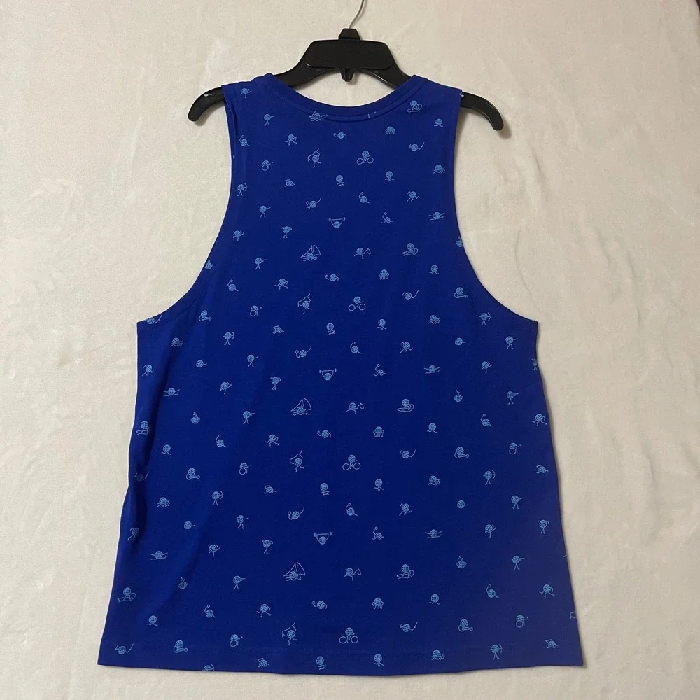 Nike Team USA Olympic Muscle Tank Top Women Medium Blue White All Over Print New